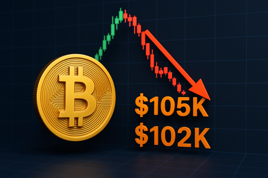 Bit Coin token picture going from$105 to $102