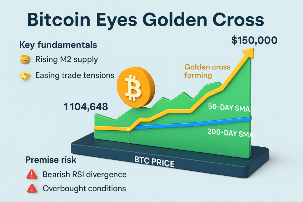 Bitcoin with Graph going up.