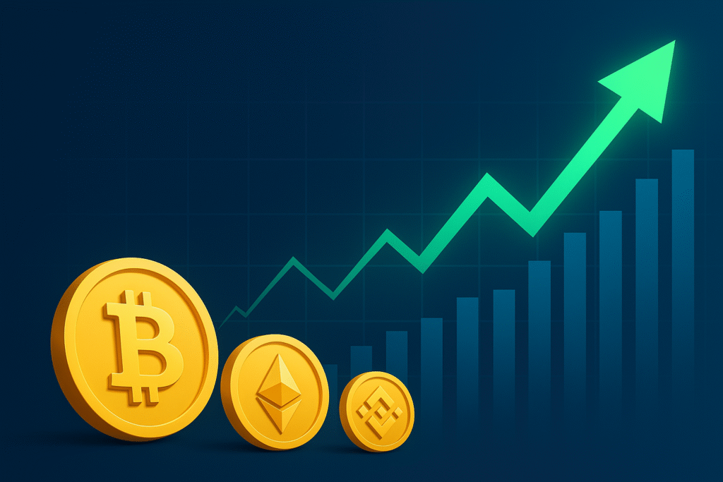 CRPTO COINS WITH UOWARD GRAPH
